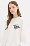 DeFacto Oversize Geniş Kalıp Bisiklet Yaka Sırt Baskılı Kalın Kumaş Sweatshirt E4934AX25SPWT32