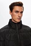 Regular Fit Siyah Şişme Kapüşonlu Mont 9HF07ORT0808