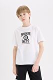 DeFacto Erkek Çocuk NBA Brooklyn Nets Bisiklet Yaka Sırt Baskılı Kısa Kollu Tişört D9550A825SMWT34