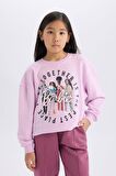 DeFacto Kız Çocuk Barbie Relax Fit Bisiklet Yaka Sweatshirt D4379A824WNPR139