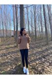 Kadın Fermuarlı Balıkçı Yaka Oversize Triko Kazak