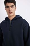 DeFacto Oversize Geniş Kalıp Kapüşonlu Yarım Fermuarlı Sweatshirt B4846AX24SPNV163