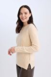 DeFacto Regular Fit Bisiklet Yaka Saç Örgülü Triko Kazak D4981AX24AUER37