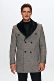 Ds Damat Regular Fit Gri Yakası Çıkartılabilir Kürklü Kaban 9HF08ORT10004 9HF08ORT10004