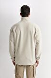 Relax Fit Dik Yaka Fermuarlı Polar Sweatshirt