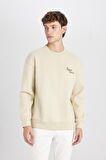 Boxy Fit Bisiklet Yaka Sırt Baskılı Sweatshirt
