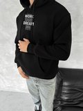 Kışlık Üç İplik Kapşonlu SweatShirt - Siyah