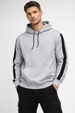 Erkek Şeritli Kapüşonlu Sweatshirt Oversize  Iplik Pamuklu - Beyaz