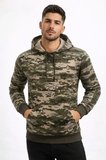 Erkek Kamuflaj Desenli  İplik  Mevsim Kapüşonlu Kanguru Cepli Hoodie Sweatshirt - Kamuflaj