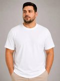 Erkek Battal Big Size Basic Tişört Bisiklet Yaka Rahat Kalıp T-Shirt - Beyaz