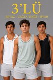 Erkek 3’lü Kolsuz Sporcu Atlet Seti Yazlık Bisiklet Yakalı - Mint Yeşili, Siyah, Beyaz