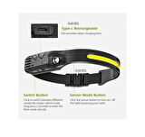 Sensörlü Kafa Lambası Ledli Şarjlı Pilli Kamp Kafa Feneri El Feneri 