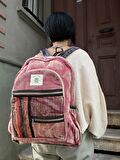 %100 Organik  Bordo Hemp Sırt Çantası, Organik Çanta, Festival Çantası, Laptop Çantası