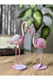 2'li Şık Dekoratif Flamingo Pembe Renk Dekor Obje Dekorasyon