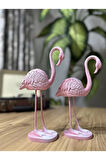 2'li Şık Dekoratif Flamingo Pembe Renk Dekor Obje Dekorasyon