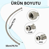 2'li Set – 50 cm Paslanmaz Çelik Batarya Flexi Hortumu | Sızdırmaz, Koku Yapmaz, Dayanıklı