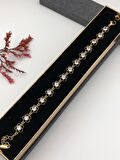 Her Kombine Uygun! Xuping Taşlı Altın Renk Kadın Bileklik 14 K Gold Renk 17+2 Cm kutulu Renk Atmaz