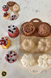 6 Lı Silikon Muffin Kek Kalıbı Desenli Lüks