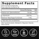 FORCE FACTOR L-Arginine Nitric Oxide BioPerine  Help Build Muscle and Support Stronger Blood Flow, Circulation, Nutrient Delivery, and Pumps, L-Arginine 3000mg, 3g, 150 Capsules