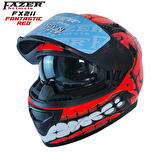 Forza FX Red Fantastic Full Face ( Kapalı ) Güneş Vizörlü ( Gözlüklü ) Motorsiklet Kaskı