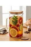Bambu Kapaklı , Vakumlu Cam Sürahi , 1500ml