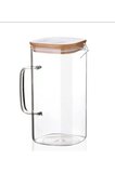 Bambu Kapaklı , Vakumlu Cam Sürahi , 1500ml