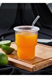 Isıya Dayanıklı Origami Stil Bardak 300 ml ( 1.5 Su Bardağı Hacim) Mika Pipet Kapaklı Cam Değil