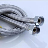 2 Adet Klozet Bağlantı Hortumu Çelik Örgülü Taharet Musluğu 3/8-3/8 Diş Paslanmaz 70 CM Krom