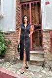 fh fashionhere Siyah Boydan Fermuarlı Kolsuz Elbise