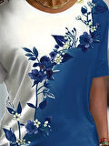 fh fashionhere Kadın Kısa Kollu çiçek Desenli Süprem Bluz