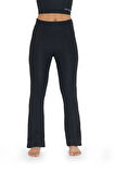 Lesa Wear Kadın Siyah Yüksek Bel Toparlayıcı Çift Cepli İspanyol Paça Tayt Bootcut