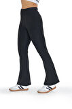 Lesa Wear Kadın Siyah Yüksek Bel Toparlayıcı Çift Cepli İspanyol Paça Tayt Bootcut