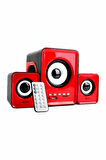 FT202BT 2+1 Bluetoothlu Kumandalı Mini Masa Üstü Hoparlör Kırmızı