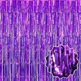 Mor Ekstra Metalize Saçaklı Arka Fon Perde