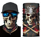 Siyah Korsan Kafatası Baskılı Buff Bandana 30X48 Cm