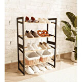 4 Katlı Ahşap Ayakkabılık