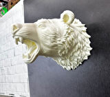 Beyaz Renk 3D Ayı Başı Duvar Dekoru