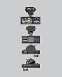 Üç Kameralı Araç Dvr Full Hd Gece Görüşlü Ve 2 Inç Ips Ekranlı