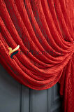 Kırmızı Kruvaze Perde Modelleri Yanki Tül Tiyatro Perdesi Camkırık Model