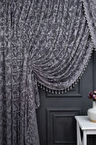 Gri Şal Tasarım Boncuklu Kruvaze Perde Yanki Tül Tiyatro Model Perde