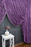 Mor Şal Tasarım Boncuklu Kruvaze Perde Yanki Tül Tiyatro Model Perde