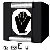 60x60cm Ledli Ürün Çekim Çadırı 60x60 Ayarlanabilir Led Işık Pro Stüdyo 4 Renk Fon