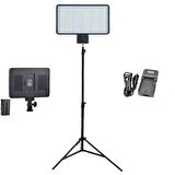 Pro Led-396 Video Kamera Işığı Tepe Lambası Led Işık + 2 Metre Işık Ayağı F770 Pil Ve Şarj