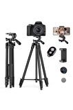 135cm Pro Tripod Cep Telefonu Tripot Bluetooth Kumanda Çantalı Dslr Tripod