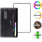 Fototek W140 Rgb Led Işık Paneli 2500K-9500K Fotoğraf Video Işık Şarj Edilebilir Pille Birlikte