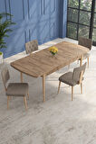 Vien Beyaz 80 X 132 Açılabilir MDF Mutfak Masası 4 Sandalye, 1 Bench