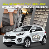 Kia Sportage Antrasit Renk Tay Tüyü Cepli & Terletmez Sırtlı Oto Koltuk Minder Seti - Koltuk Koruma Kılıfı (ÖN & ARKA TAM SET)