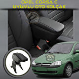 Opel Corsa C Uyumlu Kol Dayama Ve Kolçak Sürgülü Bardaklıklı Ayarlanabilir Siyah Deri