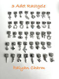 3 Adet Rastgele Paslanmaz Çelik 9mm İtalyan Charm Bileklik Uyumlu Sallantılı Charm