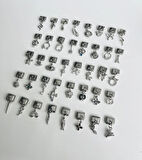 3 Adet Rastgele Paslanmaz Çelik 9mm İtalyan Charm Bileklik Uyumlu Sallantılı Charm